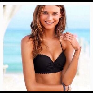 Victoria’s Secret Black Scalloped Bikini Top Size 36C